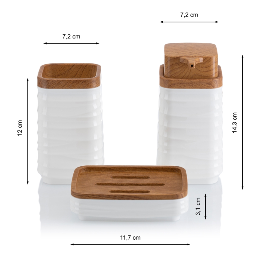 Badrumsset WAVE 5 delar vit/brun