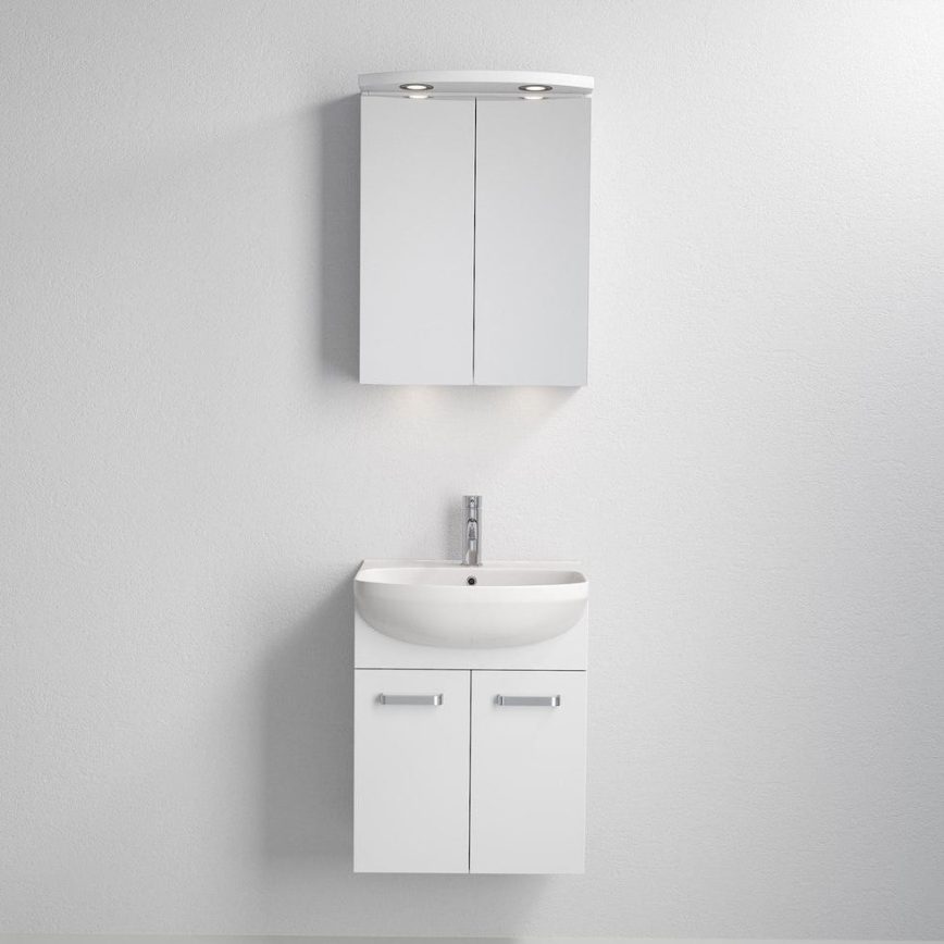 Badrumsskåp med tvättställ ASTRID + LED-spegelskåp 4xLED/4,3W/230V IP44 vit
