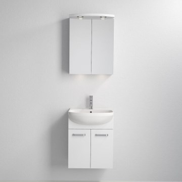 Badrumsskåp med tvättställ ASTRID + LED-spegelskåp 4×LED/4,3 W/230 V IP44 vit