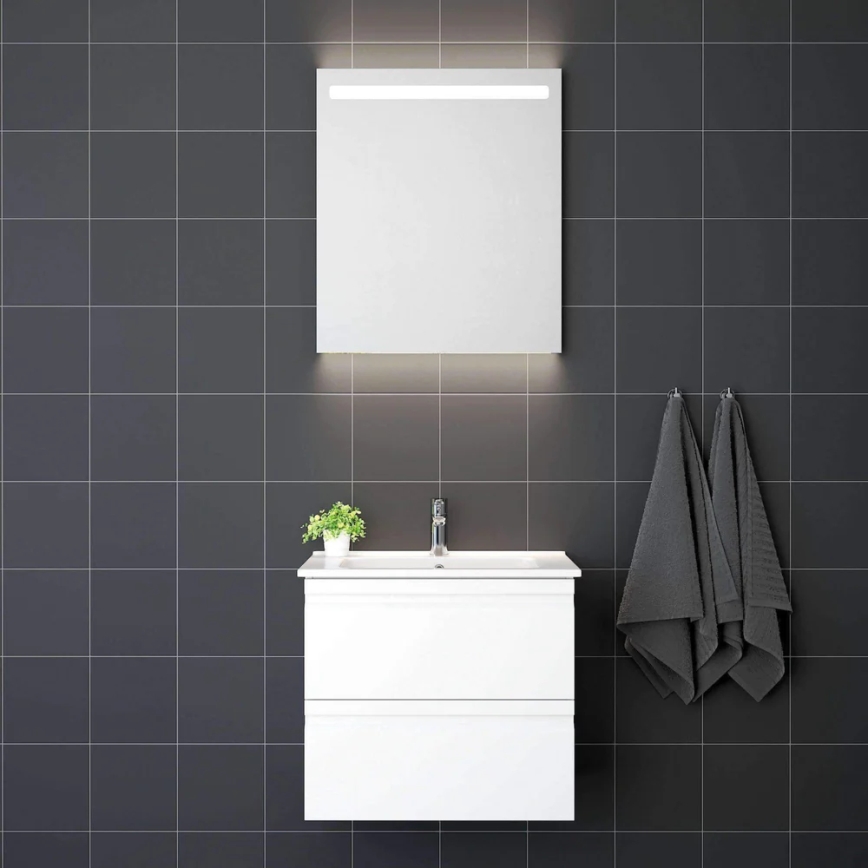 Badrumsskåp med tvättställ VIGO + LED-väggspegel med bakgrundsbelysning, LED/10W/230V, IP44, vit
