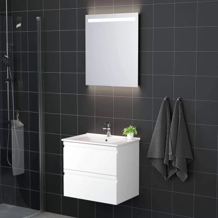 Badrumsskåp med tvättställ VIGO + LED-väggspegel med bakgrundsbelysning, LED/10W/230V, IP44, vit
