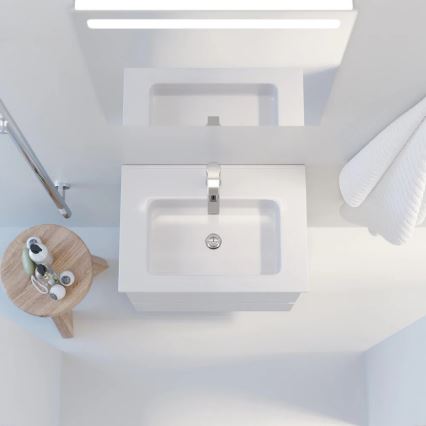 Badrumsskåp med tvättställ VIGO + LED-väggspegel med bakgrundsbelysning, LED/10W/230V, IP44, vit