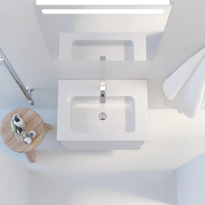 Badrumsskåp med tvättställ VIGO + LED-väggspegel med bakgrundsbelysning, LED/10W/230V, IP44, vit