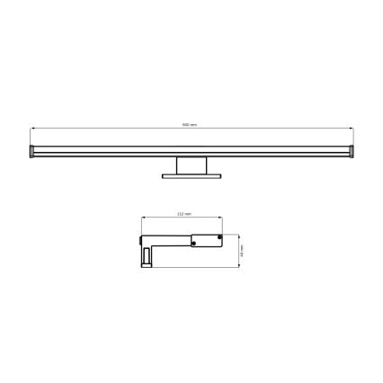 Badrumsspegel med LED-belysning ELBA LED/12W/230V 4000K 60 cm IP44 svart