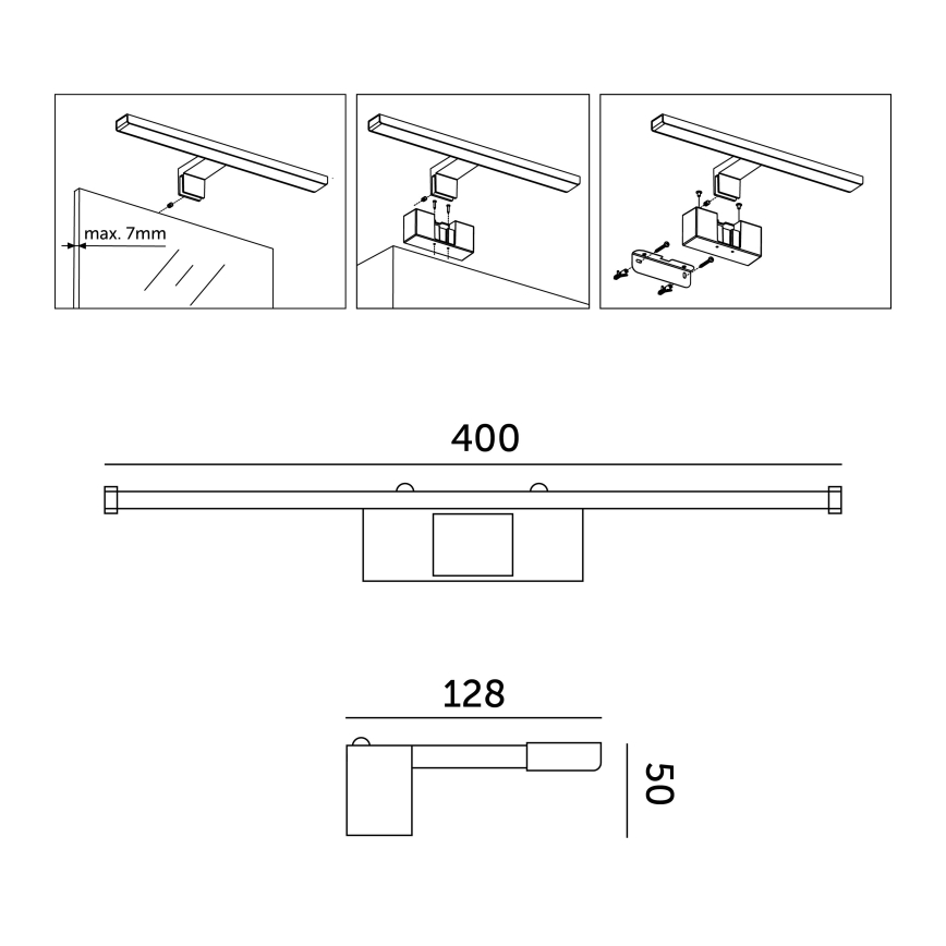 Badrumsspegel med LED-belysning LED/8W/230V 4000K IP44 40 cm