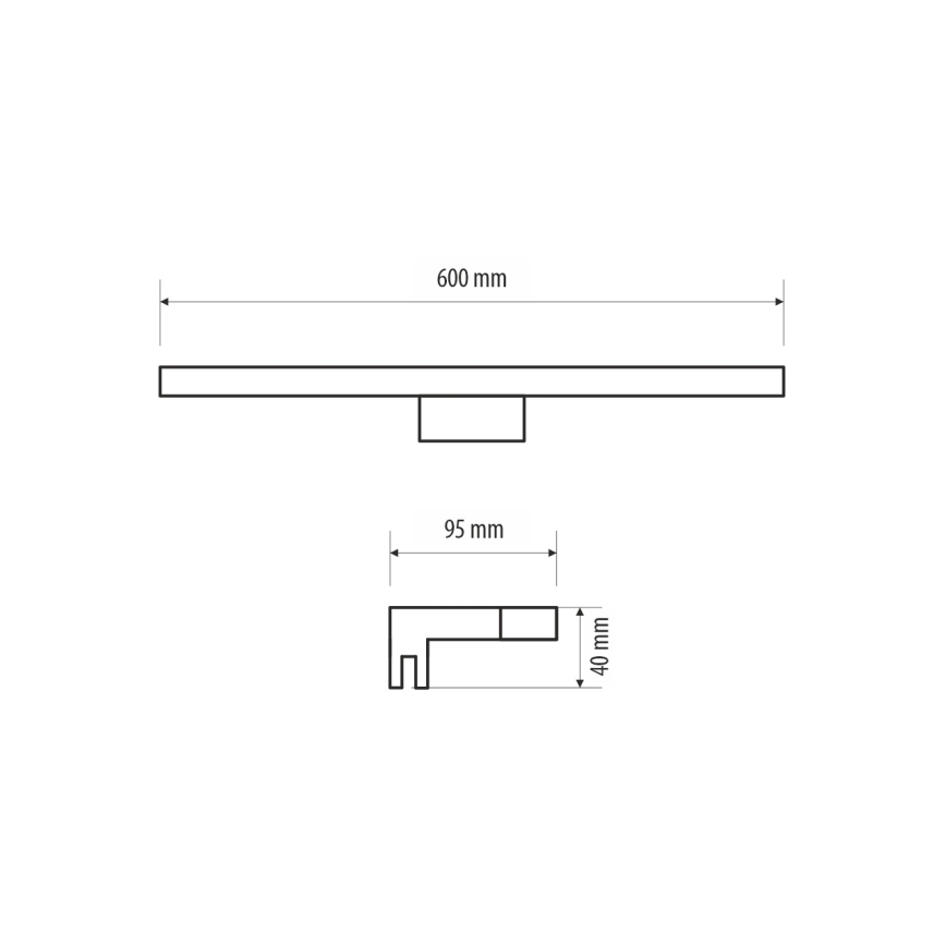 Badrumsspegel med LED-belysning MIRROR LED/9W/230V 60 cm IP44 svart