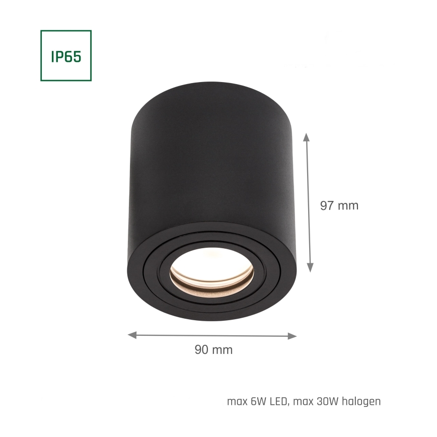Badrumsspotlight CHLOE 1xGU10/30W/230V IP65 rund svart