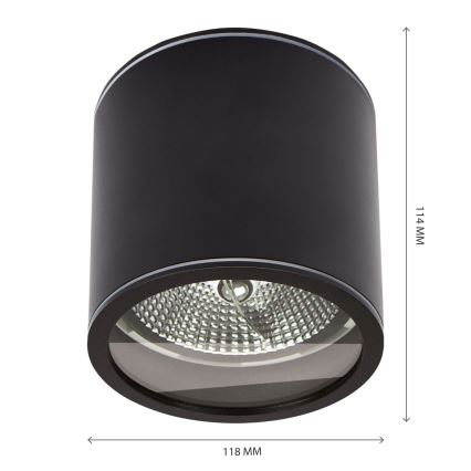 Badrumsspotlight CHLOE AR111 1xGU10/15W/230V IP44 rund svart