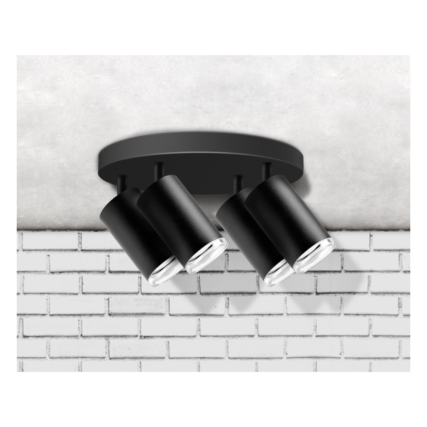 Badrumsspotlight TURYN 4xGU10/10W/230V IP44 svart