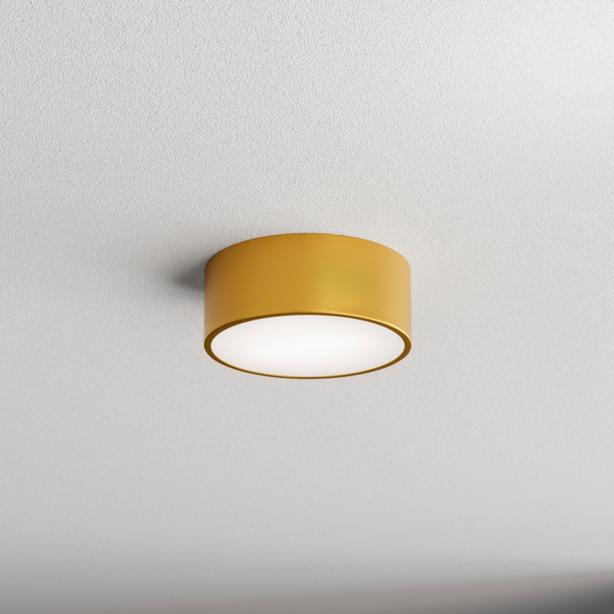 Badrumstaklampa CLEO med rörelsesensor, 1xE27/24W/230V, Ø20 cm, IP54, guldfärgad