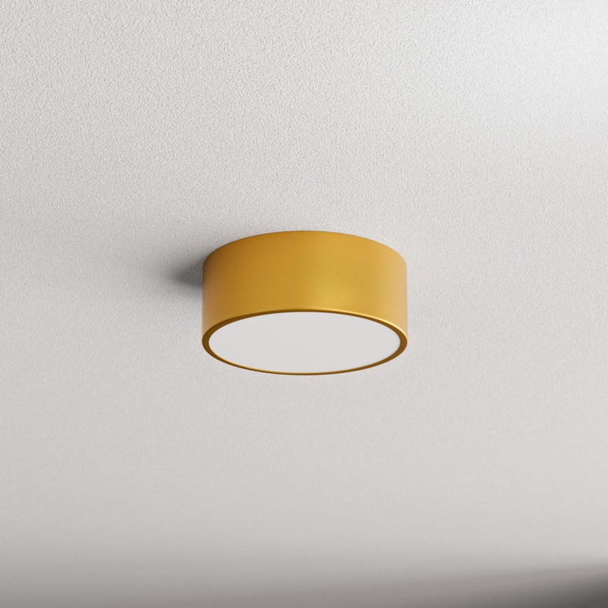 Badrumstaklampa CLEO med rörelsesensor, 1xE27/24W/230V, Ø20 cm, IP54, guldfärgad