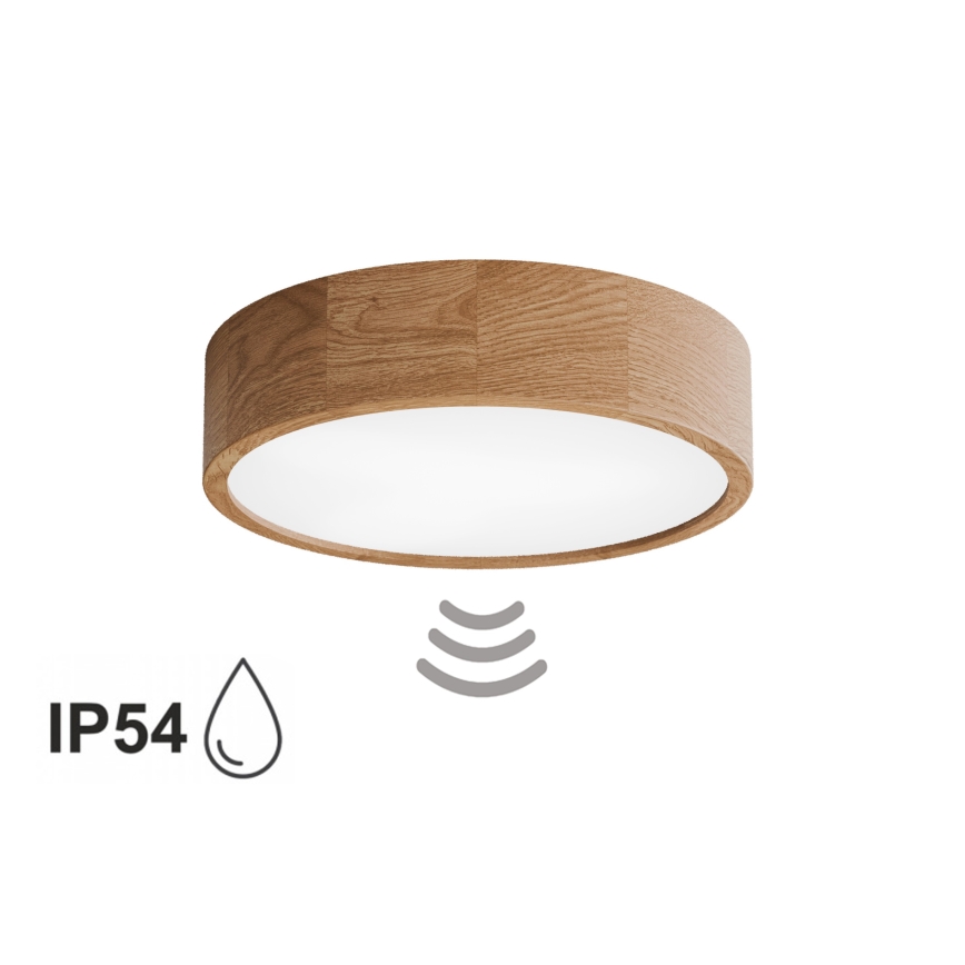 Badrumstaklampa CLEO med sensor, 3xE27/24W/230V, Ø 37,5 cm, IP54, ek