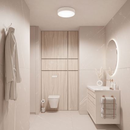 Badrumstaklampa med sensor CLEO 2xE27/24W/230V d. 30 cm vit IP54