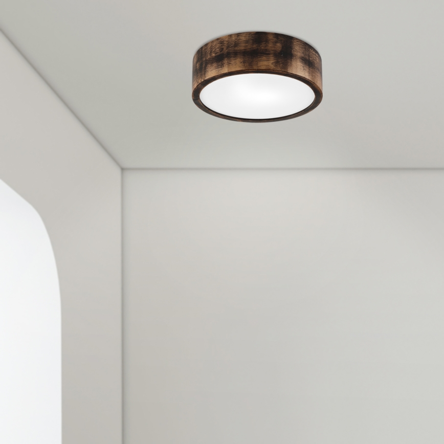 Badrumstaklampa OAK SMOKY 2xE27/15W/230V IP54 Ø 27,5 cm ek/brun