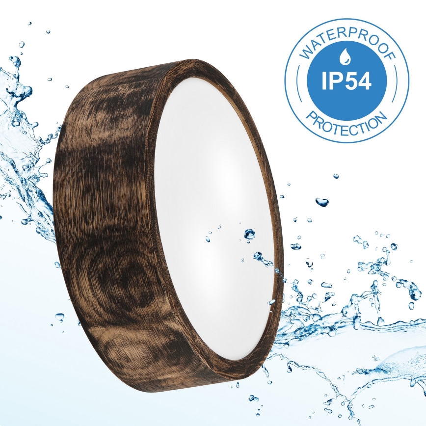 Badrumstaklampa OAK SMOKY 2xE27/15W/230V IP54 Ø 27,5 cm ek/brun