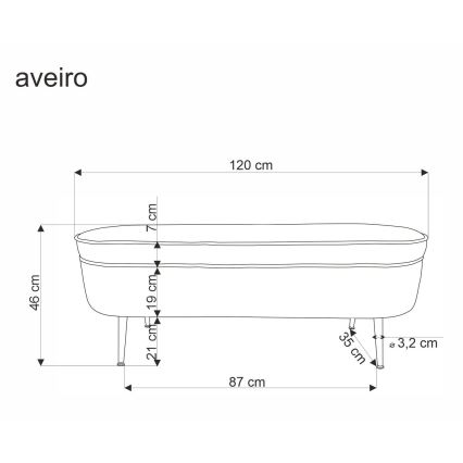 Bänk med förvaringsutrymme AVEIRO 46x120 cm vit