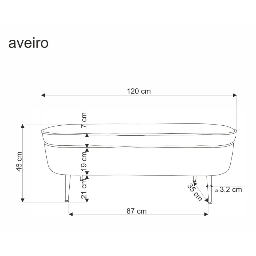 Bänk med förvaringsutrymme AVEIRO 46x120 cm vit