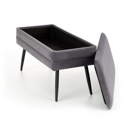 Bänk med förvaringsutrymme VELVA 37x78 cm grå