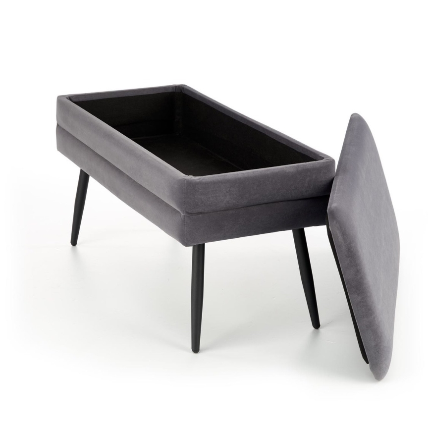 Bänk med förvaringsutrymme VELVA 37x78 cm grå
