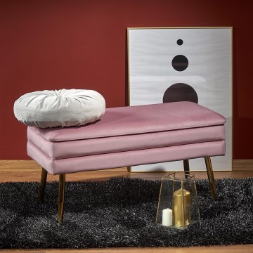 Bänk med förvaringsutrymme VELVA 37x78 cm rosa/guld