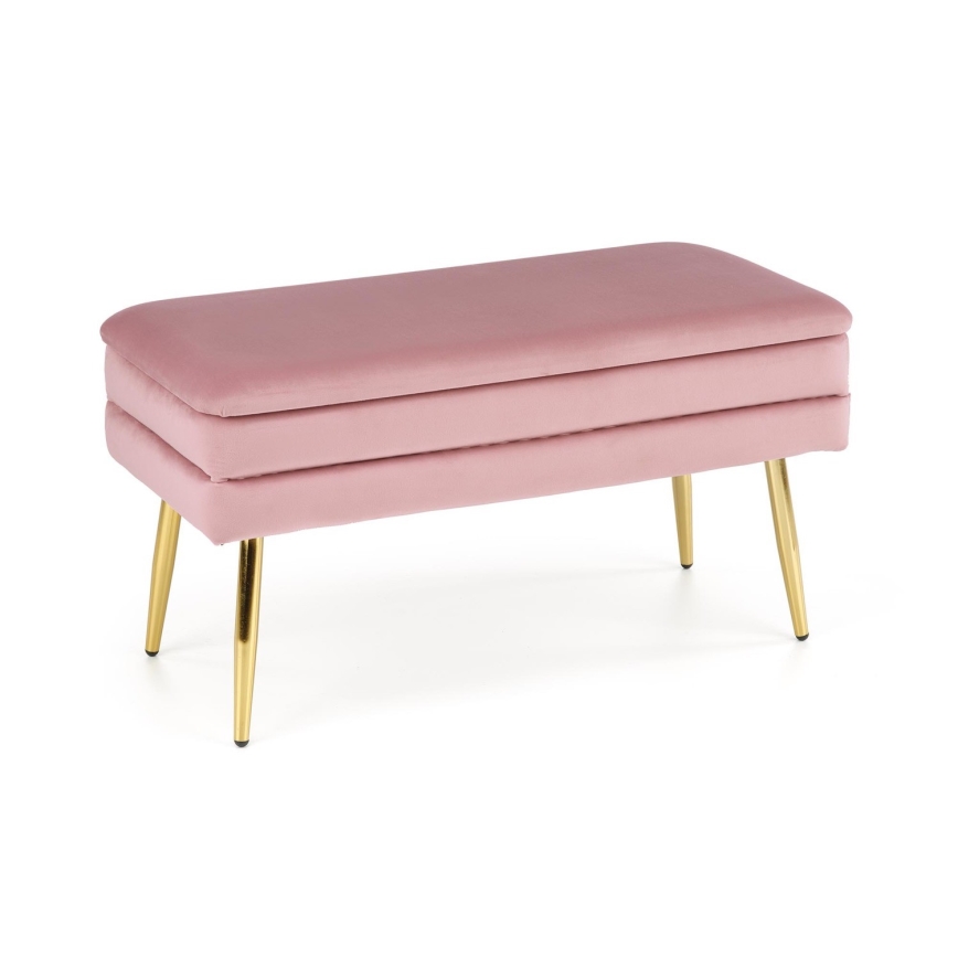 Bänk med förvaringsutrymme VELVA 37x78 cm rosa/guld