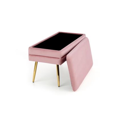 Bänk med förvaringsutrymme VELVA 37x78 cm rosa/guld