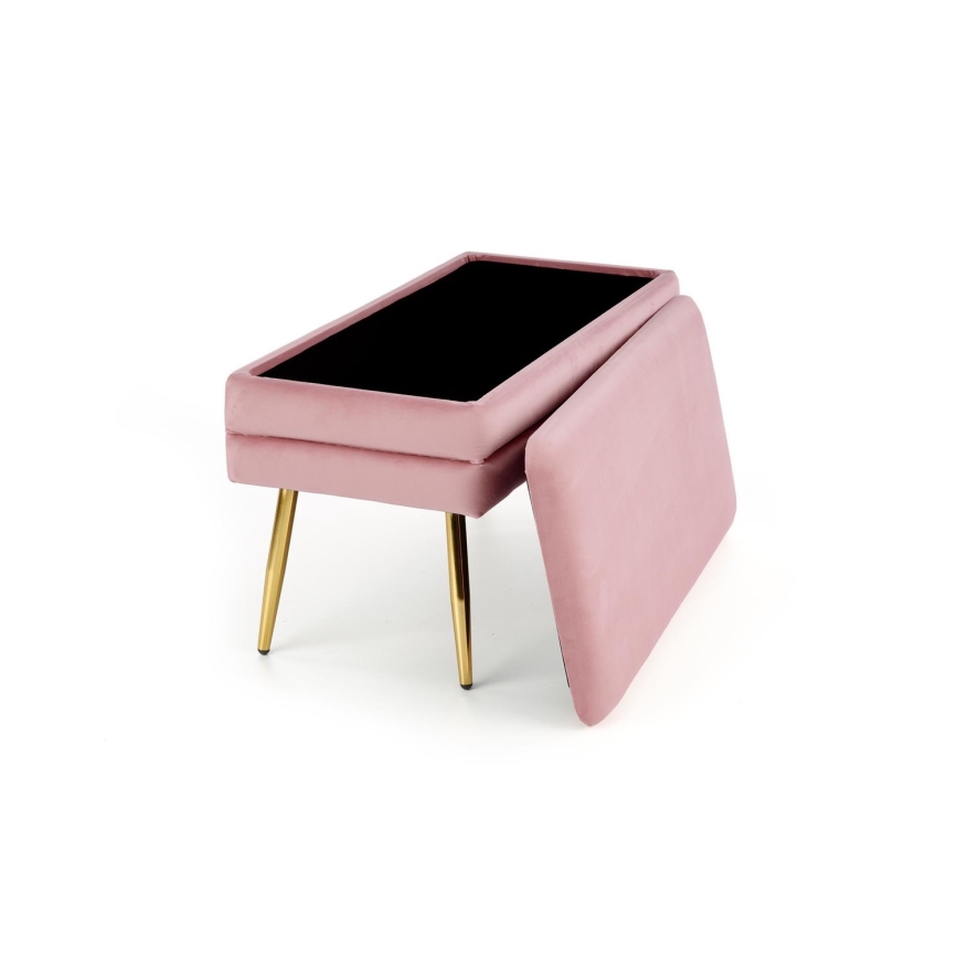Bänk med förvaringsutrymme VELVA 37x78 cm rosa/guld