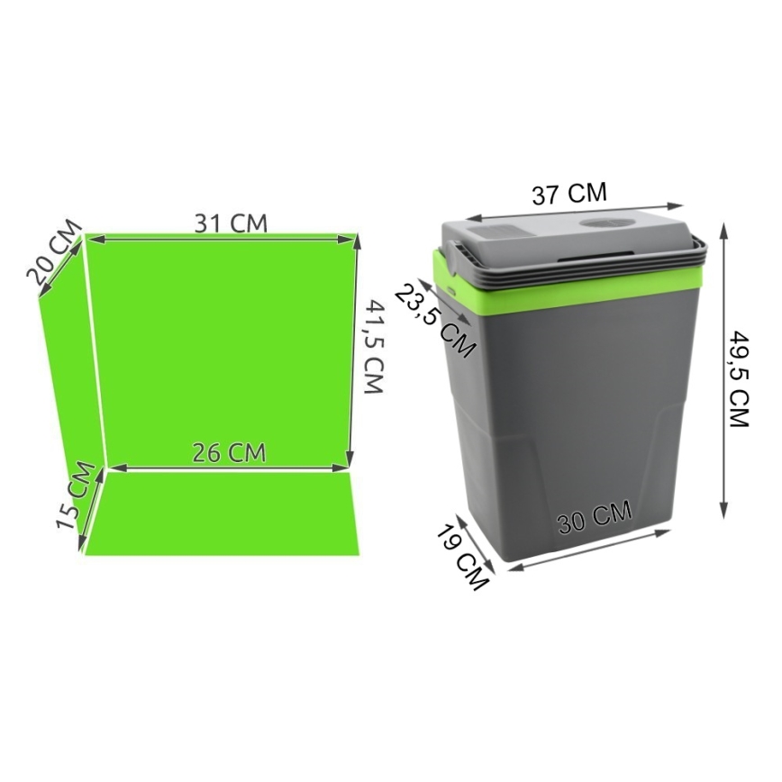 Bärbar bilkylare 22 l 55W / 12V / 230V grå /grön