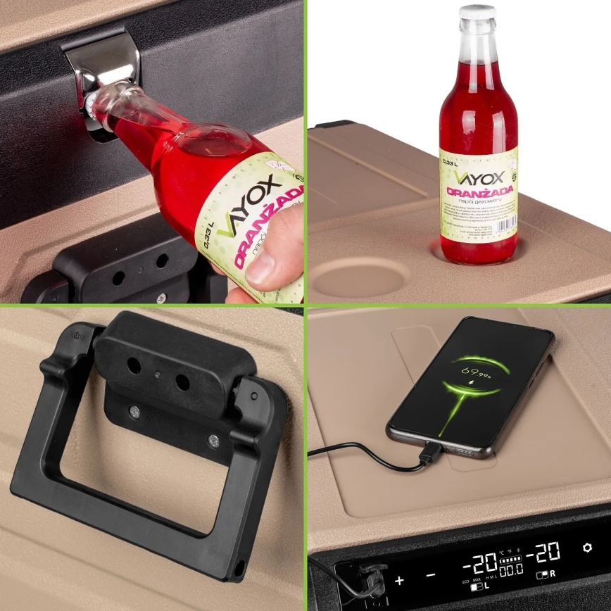Bärbar Bilkylskåp med LCD display 39 l 230V/12V/24V brun