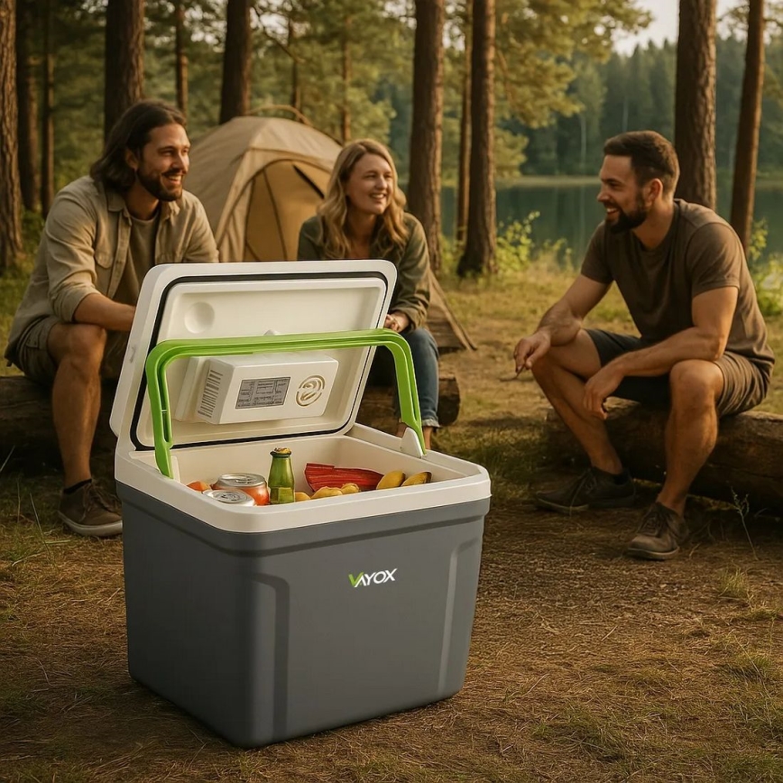 Bärbar Bilkylskåp med värmefunktion 27 l 230V/12V/24V grå