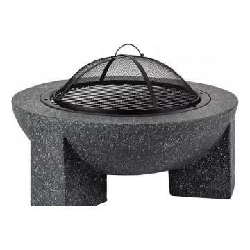 Bärbar eldstad med grillgaller 79,5 x 38 cm, svart/mörk granit