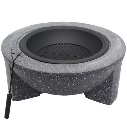 Bärbar eldstad med grillgaller 79,5 x 38 cm, svart/mörk granit