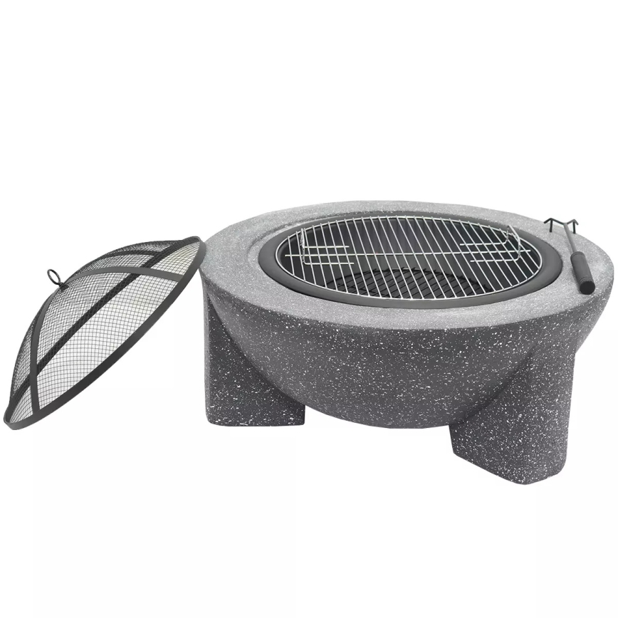Bärbar eldstad med grillgaller 79,5 x 38 cm, svart/mörk granit