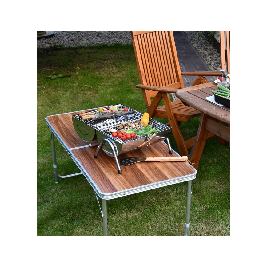 Bärbar kolgrill glänsande krom