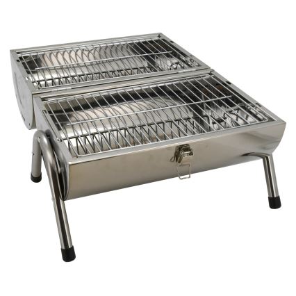 Bärbar kolgrill glänsande krom