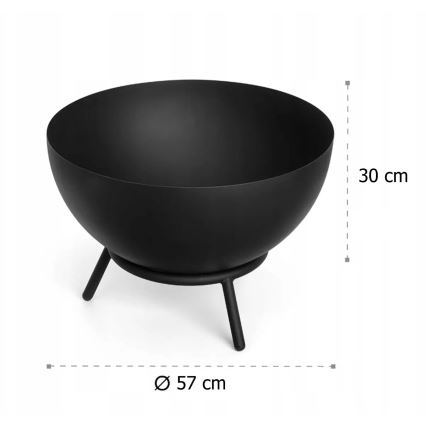 Bärbar vedeldad eldstad 57x30 cm svart