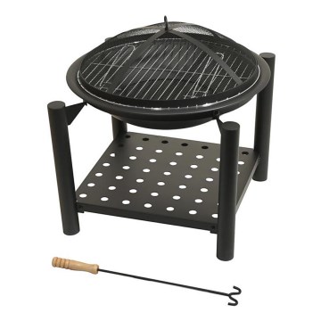 Bärbar vedeldad eldstad med galler, 48 cm