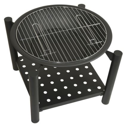 Bärbar vedlägereld med galler 48 cm