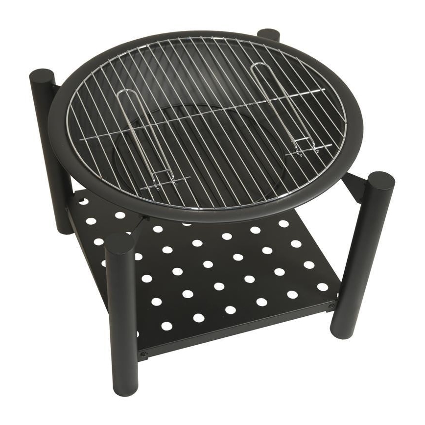 Bärbar vedlägereld med galler 48 cm