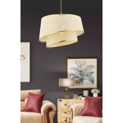 BARETTE 1xE27/60W/230V Creme/Guld Hänglampa