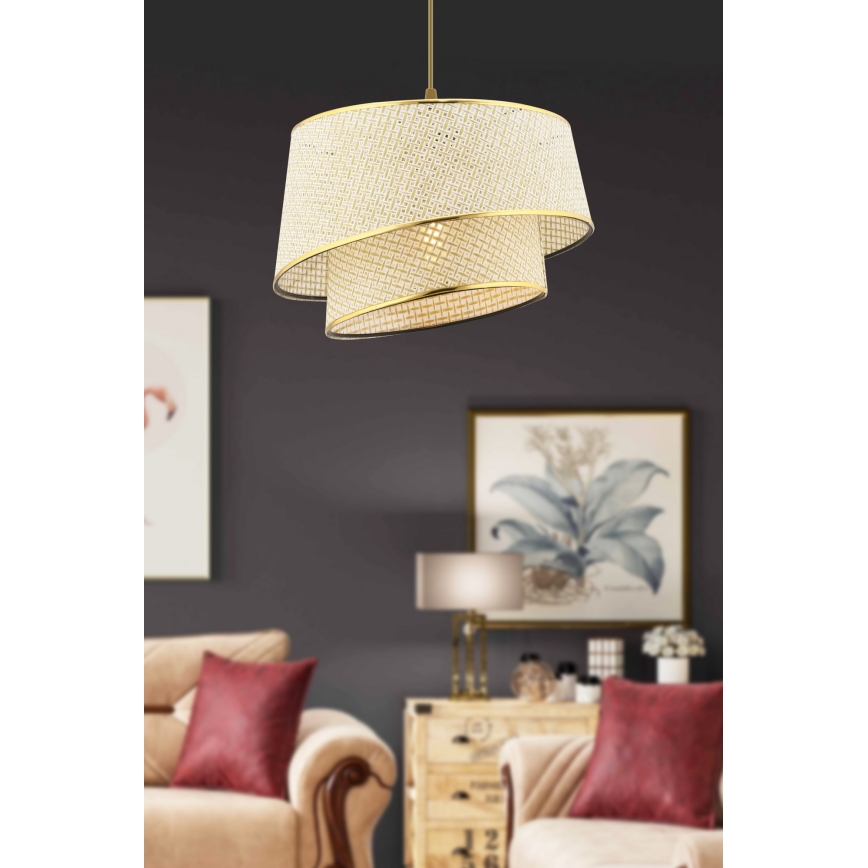 BARETTE 1xE27/60W/230V Creme/Guld Hänglampa