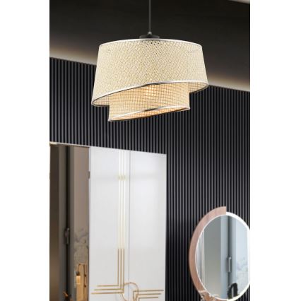 BARETTE 1xE27/60W/230V krämfärgad/blank krom hänglampa