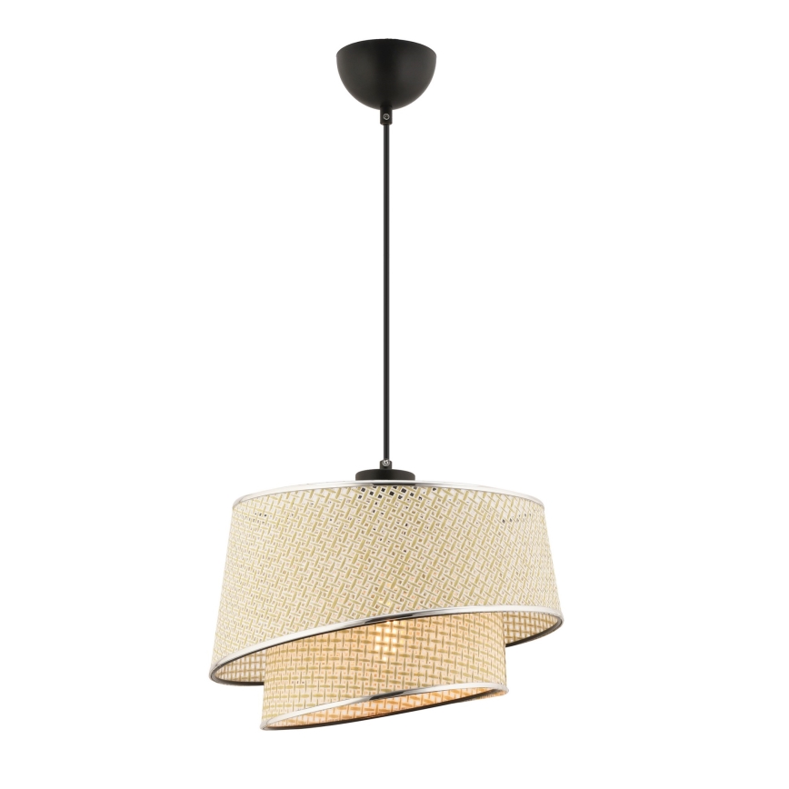 BARETTE 1xE27/60W/230V krämfärgad/blank krom hänglampa