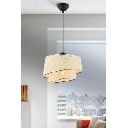 BARETTE taklampa 1xE27/60W/230V kräm/klädd krom