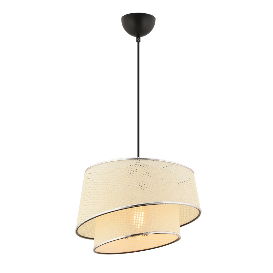 BARETTE taklampa 1xE27/60W/230V kräm/klädd krom