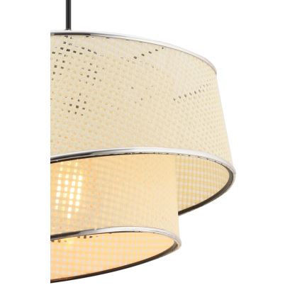 BARETTE taklampa 1xE27/60W/230V kräm/klädd krom
