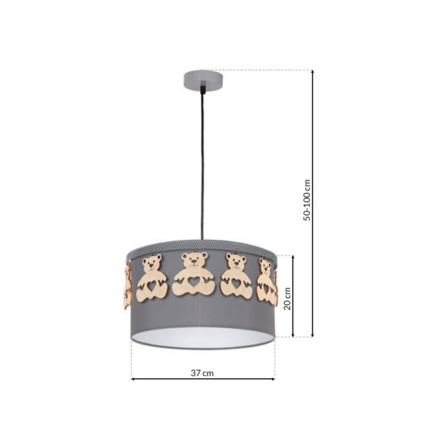 Barn Hängande Ljuskrona med snöre björn 1xE27/60W/230V