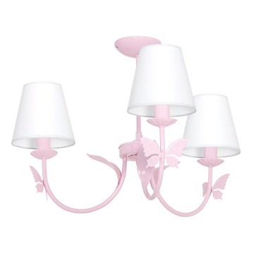 Barn Lampa BUTTERFLY 3xE14/60W rosa