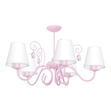 Barn Lampa LAURA 5xE14/60W/230V ljusrosa