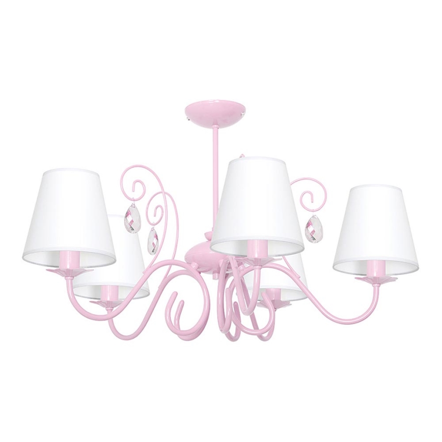 Barn Lampa LAURA 5xE14/60W/230V ljusrosa